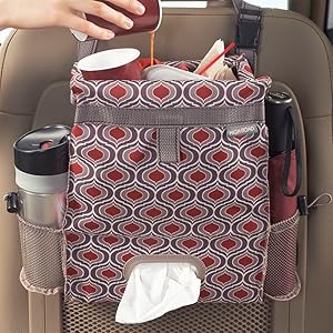 high road sahara back seat car organizer with tissue holder and trash bin