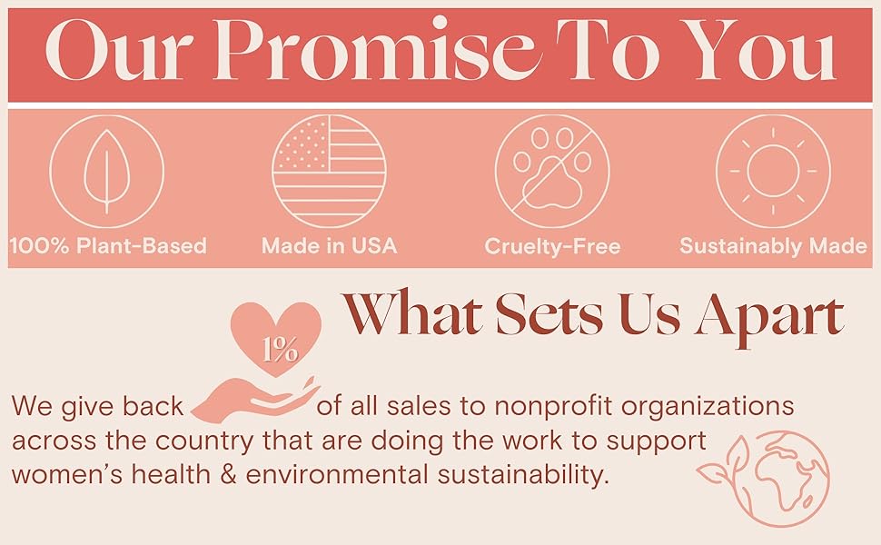 Sustainably made in the usa, 100% plant based, cruelty free and 1% donated of all sales