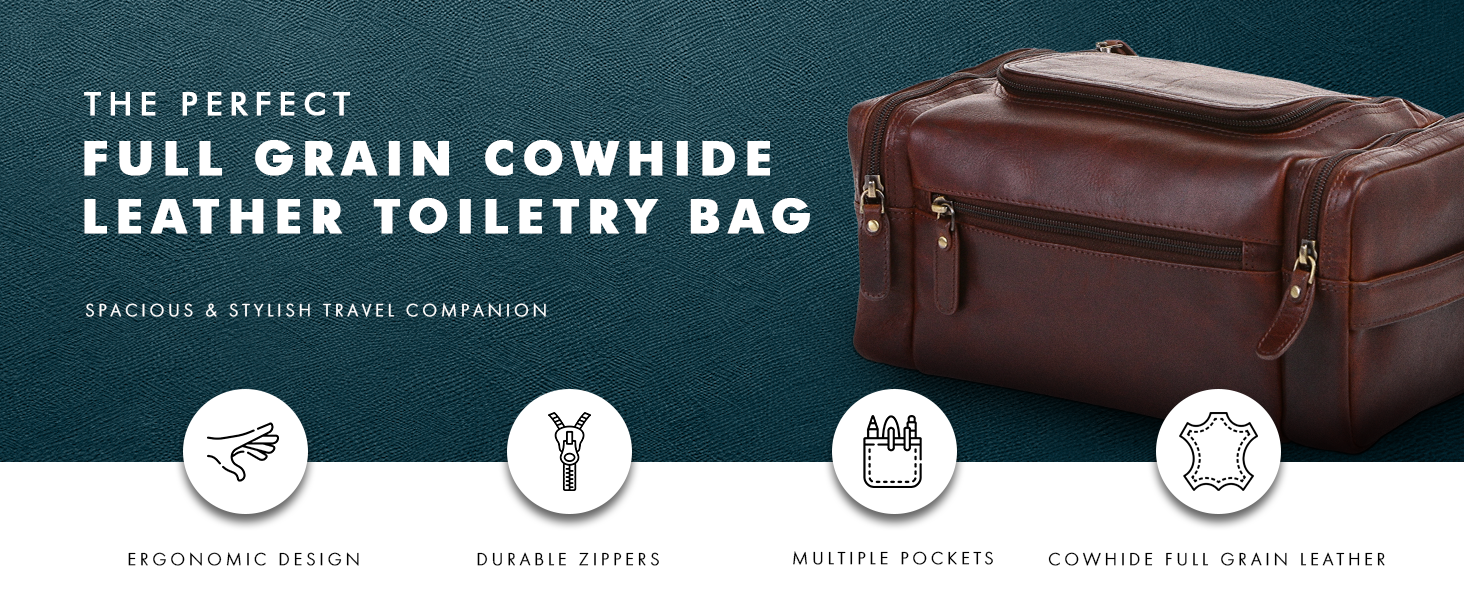full grain leather toiletry bag