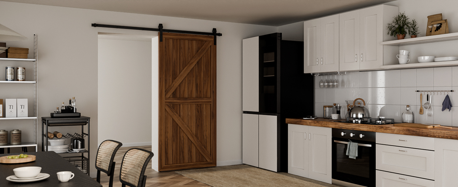 Serie minimalistischer Innenarchitekturfotos, die moderne Küchen- und Wohnräume mit weißen Wänden, Holzakzenten und eleganten Aufbewahrungslösungen zeigen.