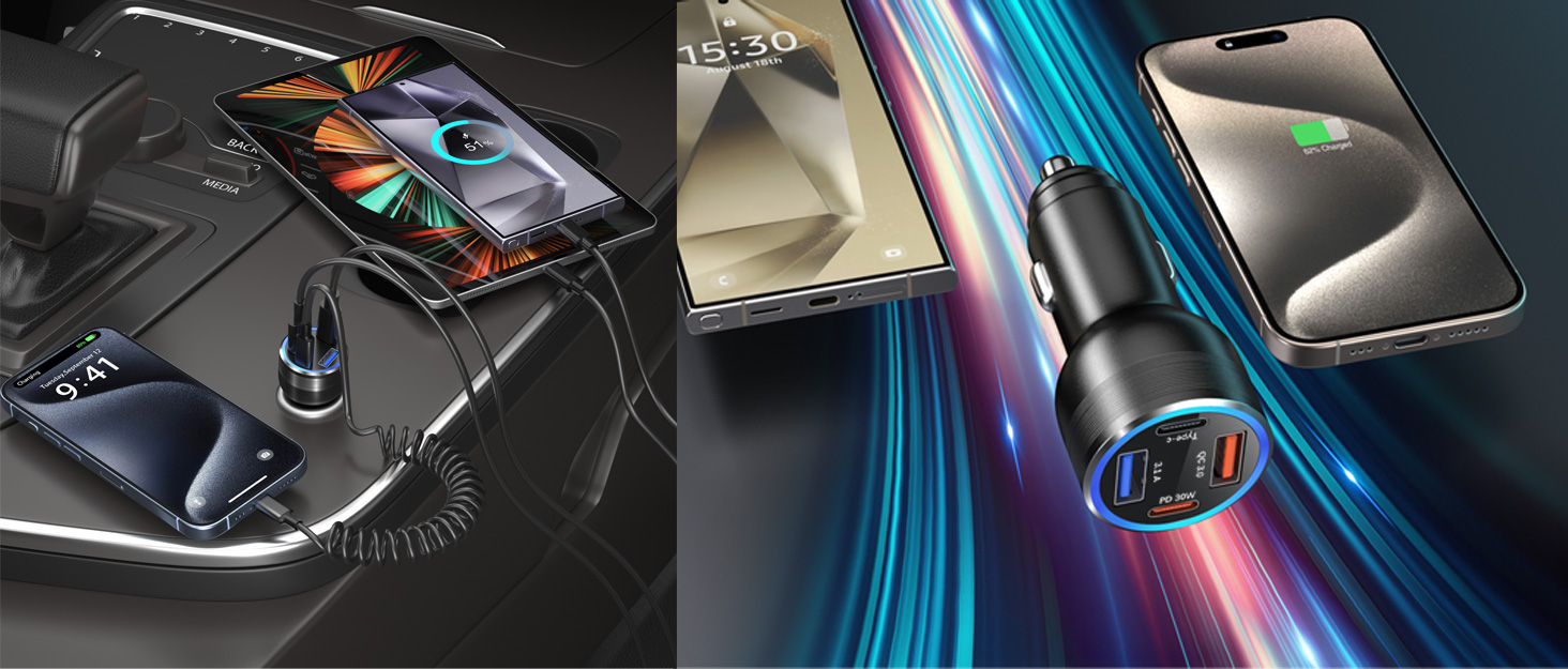 car charger usb c fast charger car adapter
