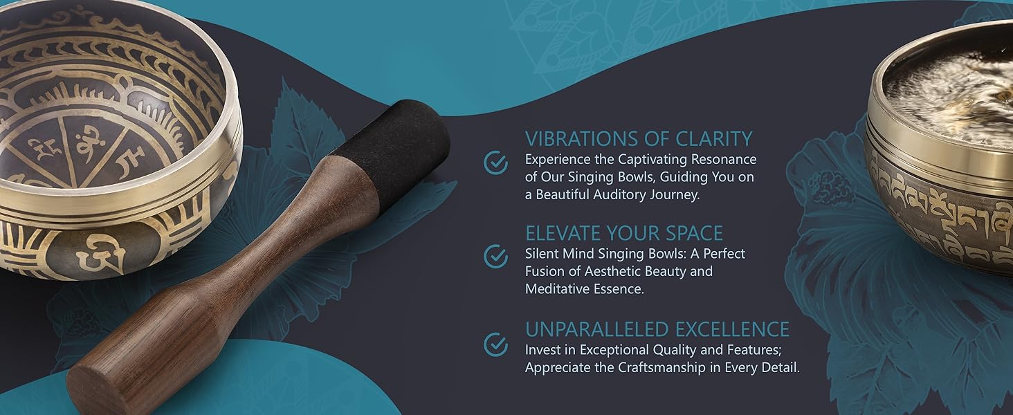 Tibetan Singing Bowl Set Easy to Play DualEnd Striker & Cushion Creates Beautiful Sound for