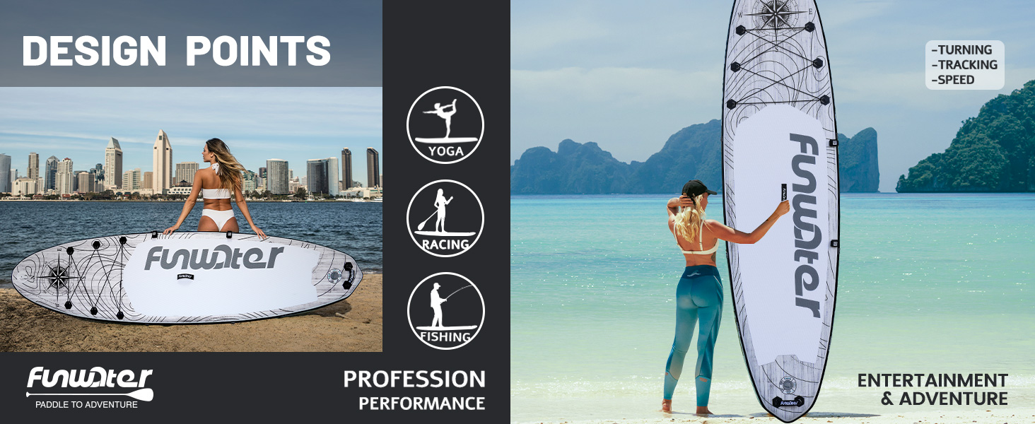 FunWater Inflatable 11'×33"×6" UltraLight SUP for All Skill Levels