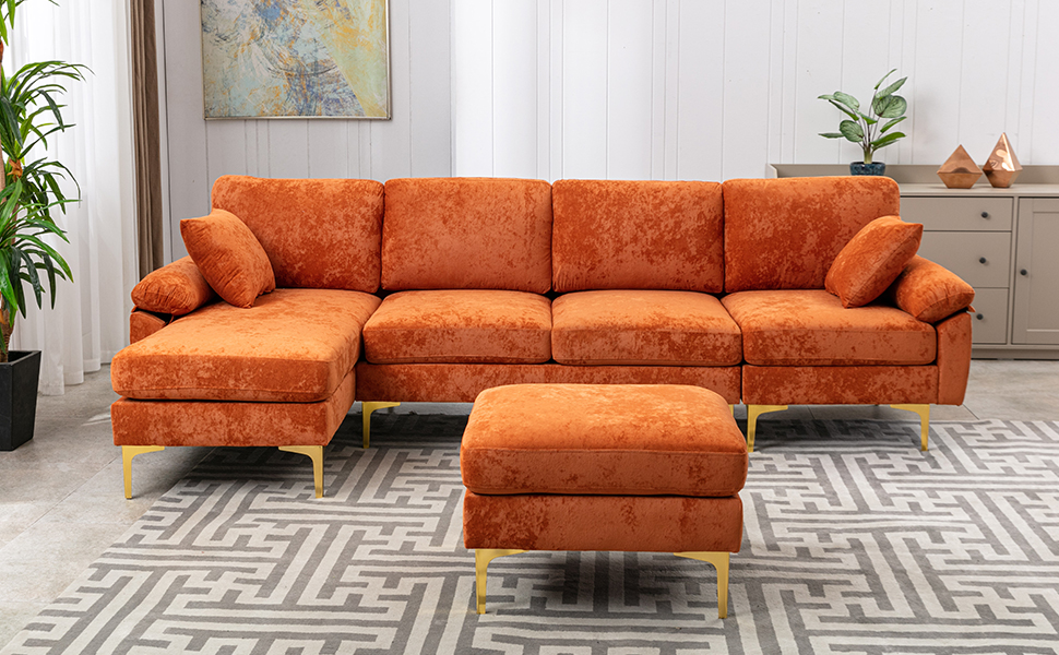 Pvillez Sectional Sofa with Chaise Lounge and Ottoman,Large