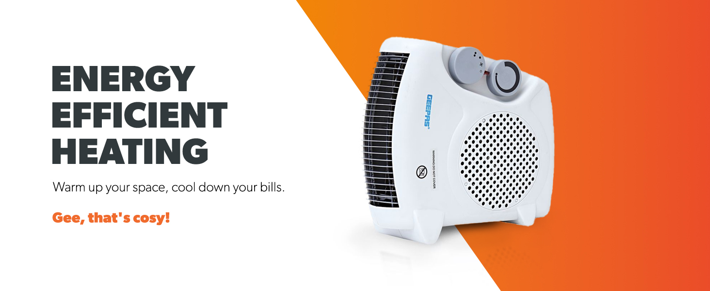 Geepas Portable Fan Heater Adjustable Thermostat