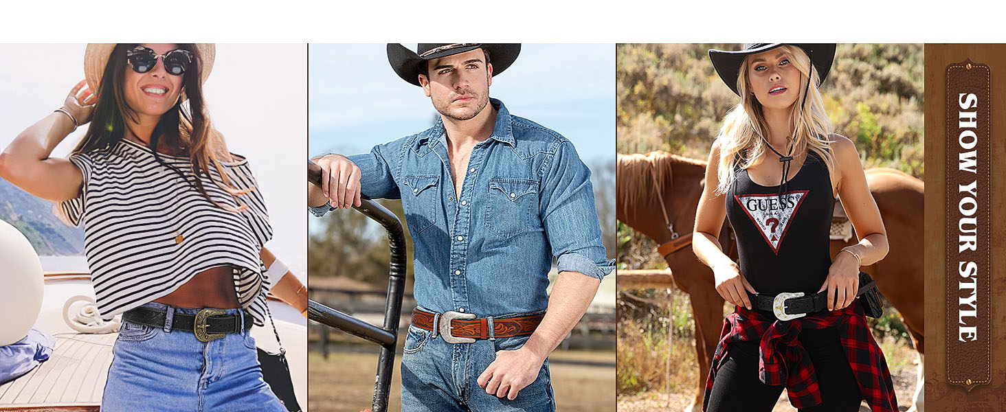 Western Belt Buckles for Men Women Cowboy Rodeo Cowgirl Western Party Mens Novelty Belt Buckle Gifts