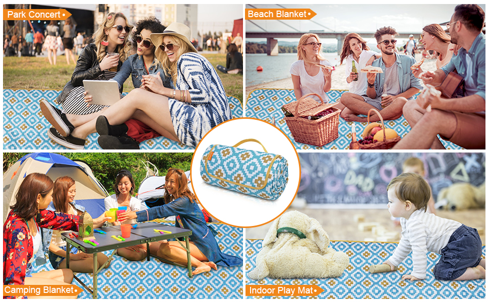 ApoSunly Picnic Blanket Extra Large, 80"x80" Waterproof