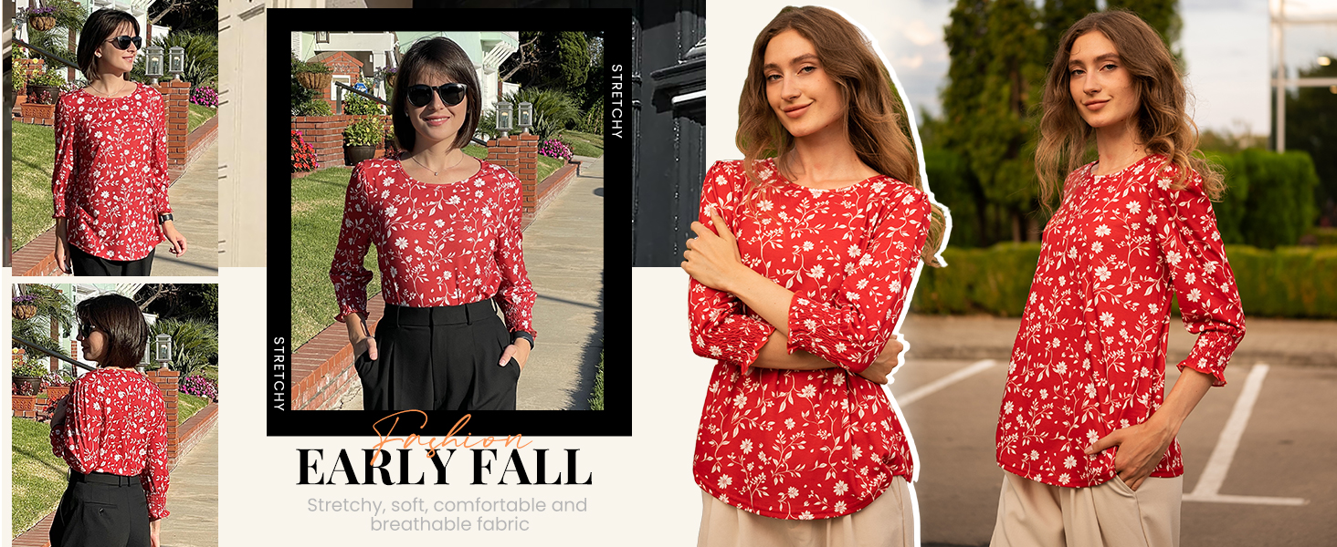3/4 sleeve blouses for women