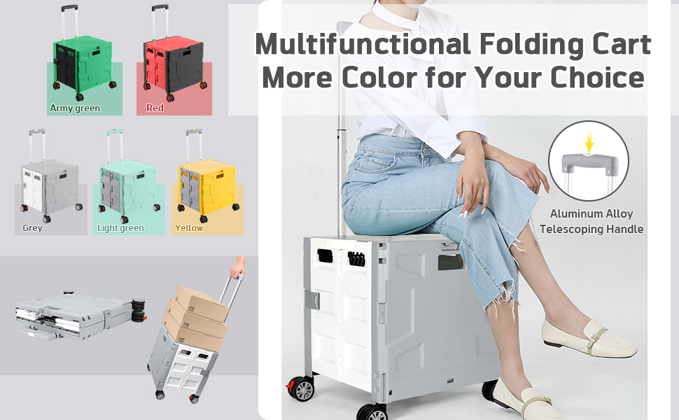 Multifunctional folding utility cart rolling crate