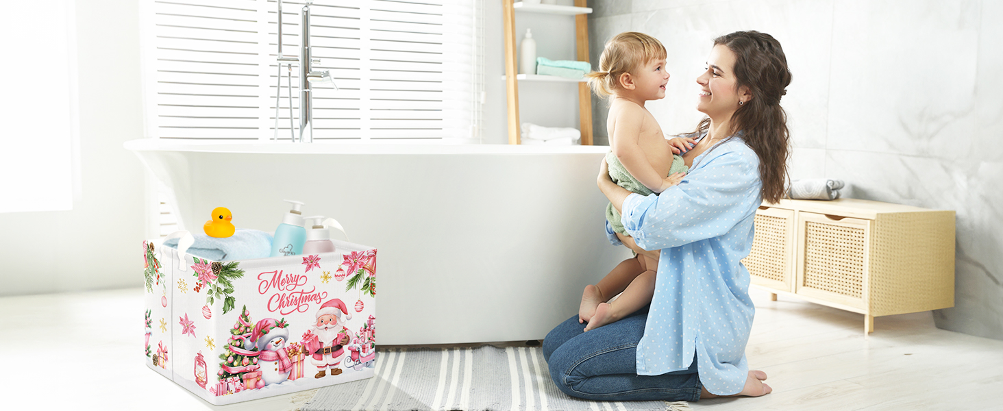 Clastyle Pink Santa Claus Snowman Christmas Gift Basket