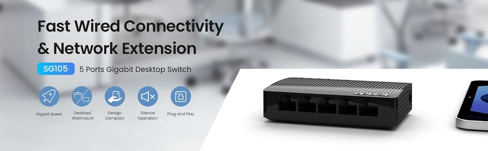 TENDA-SG105 5-Port 10/100/1000Mbps Ethernet Switch