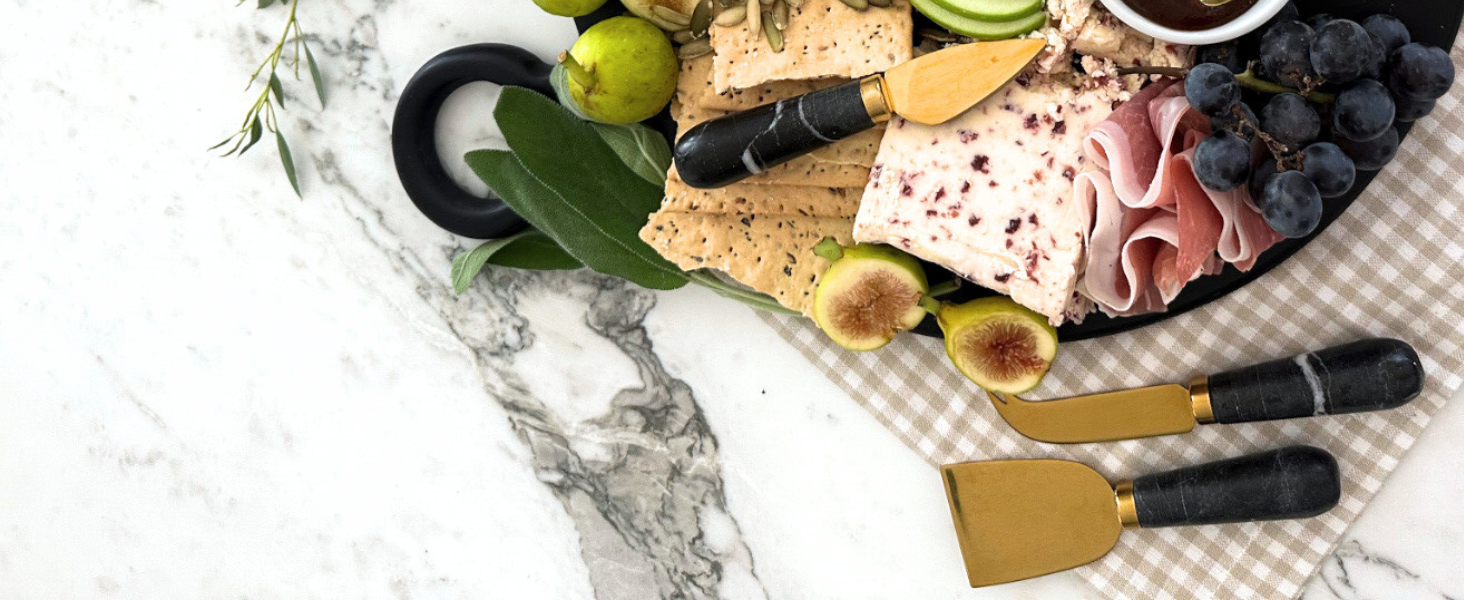 marble cheese knives, gold cheese knives