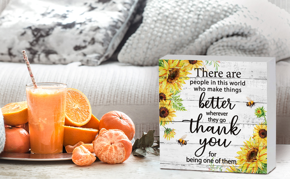 Sunflowers Thank You Wooden Box Sign Gifts for Women Men