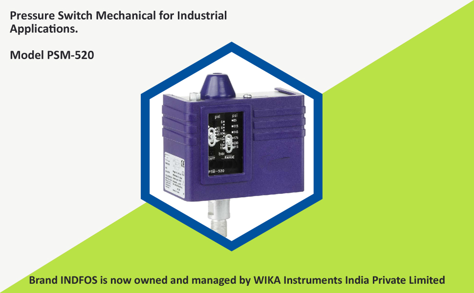 INDFOS Pressure Switch Model PSM520100 Old Model IPS 100 Onsite Adjustable Range 0 to 7 Bar