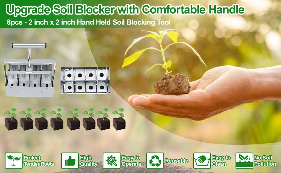 Top Hill 2024 Upgrade Soil Blocker with Comfortable Handle