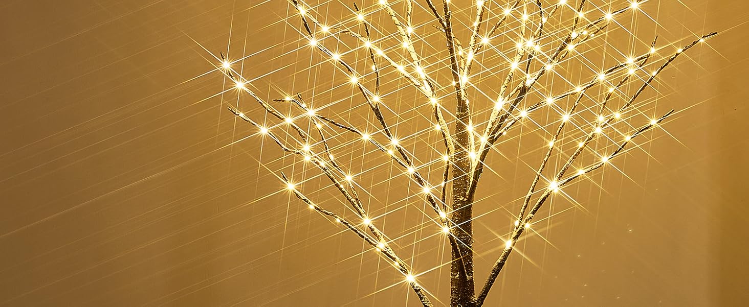 LITBLOOM Lighted Snowy Twig Tree with Fairy Lights 4FT 200