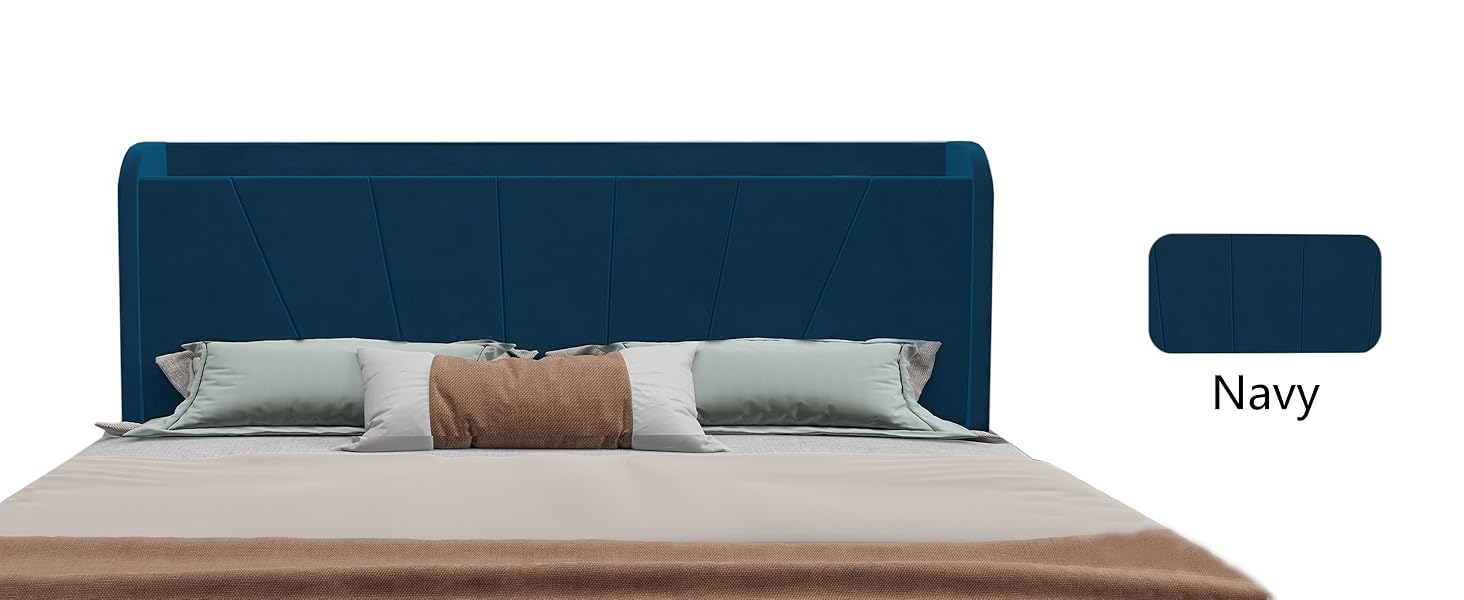 KZZLOL Floating Bed Frame Queen Size, Velvet Upholstered Bed Frame