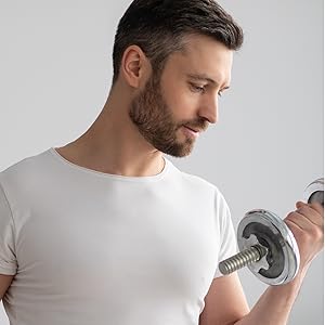 man with dumbbell
