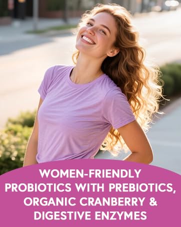 WOMEN-FRIENDLY PROBIOTICS WITH PREBIOTICS, ORGANIC CRANBERRY & DIGESTIVE ENZYMES