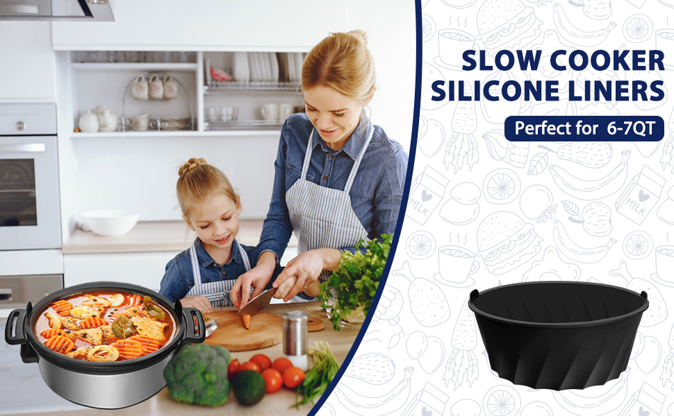 Silicone Slow Cooker Liner Fit 67 Quart Oval Slow Cookers