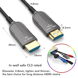 4K120HZ cable in wall 30ft 50ft 75ft 100ft 150ft CL3