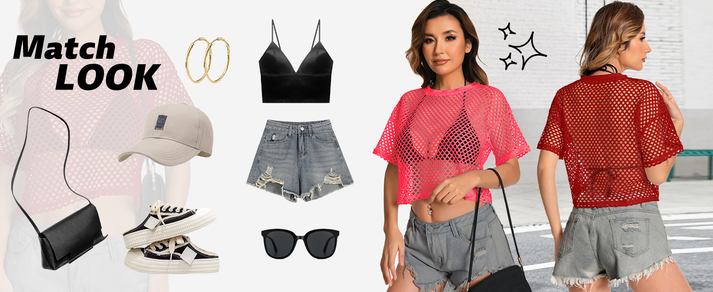 See Through Cover Up Short Sleeves T Shirts