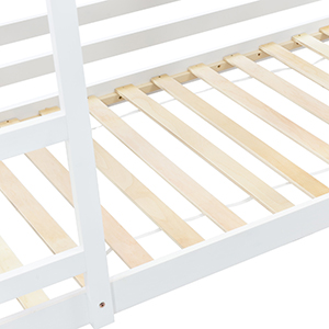 HOOSENG Bunk Bed Twin Single Sleeper Bed, 3FT Solid Wood Bed Frame Single Bed Gaming Bed With Ladder And Guard Rail, Castle-shaped Bed Children's Bedroom Furniture For Kids Children (White) 16 5