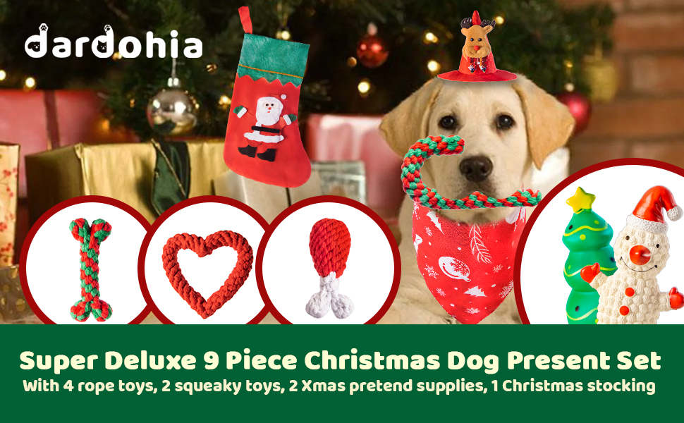 Pet Supplies DARDOHIA 9 Pieces Christmas Dog Toys Gifts for Small and
