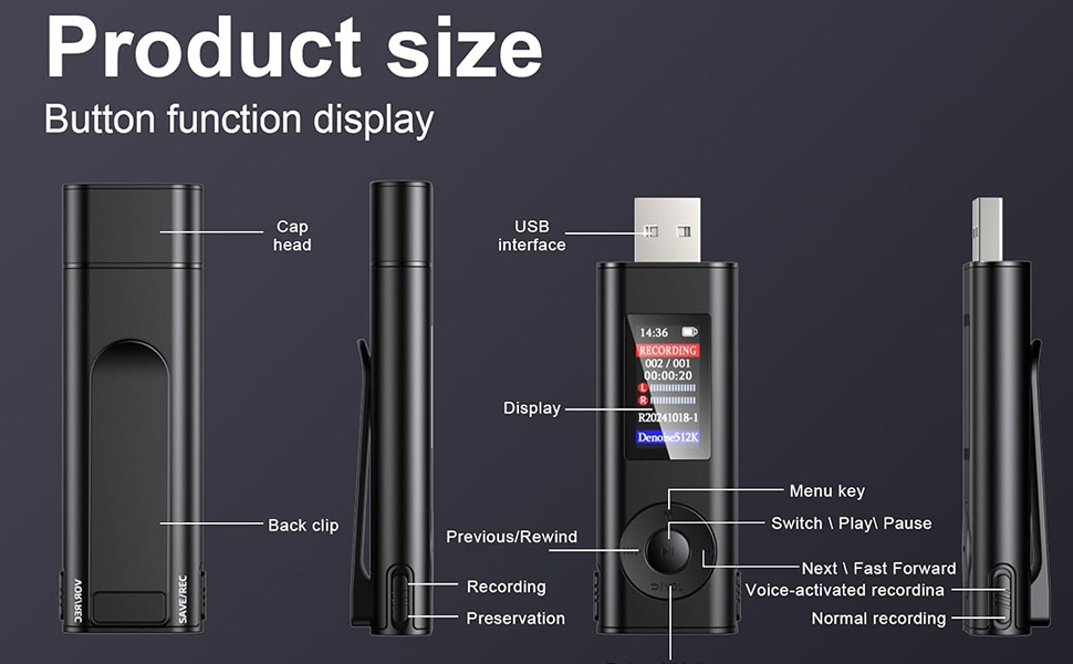 SPN-JGSP Digital Voice Recorder with AI Noise Reduction