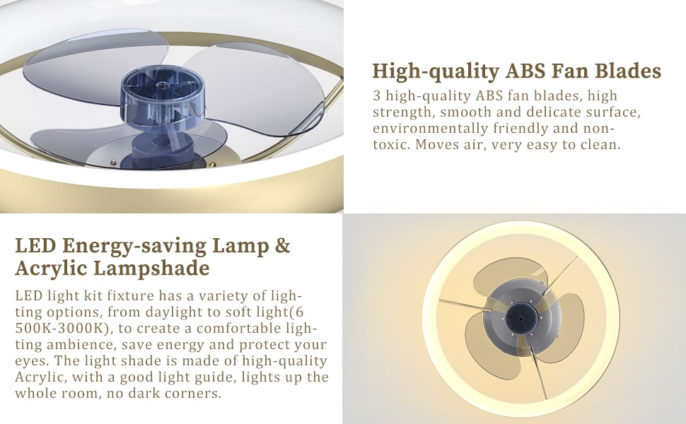 Chriari Low Profile Ceiling Fans with Lights and Remote Control, 16