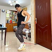 Exercise resistance bands were used to stretching