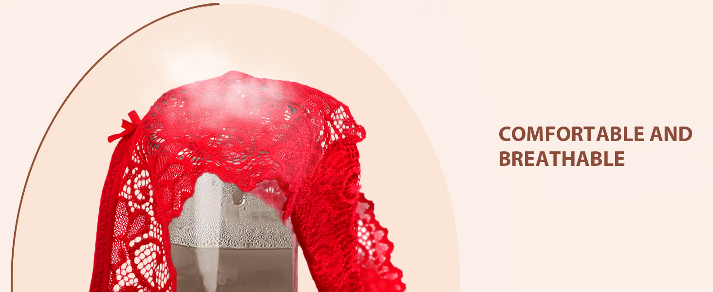 Breathable lace thong