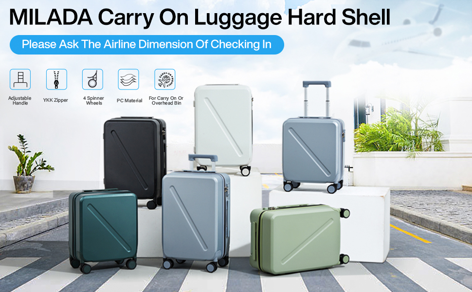 MILADA Underseat Carry On Luggage with Wheels 16 Inch Small Suitcase