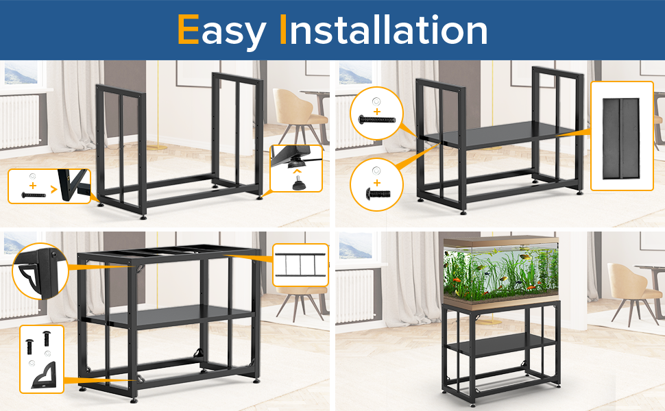TOCRETOARE Fish Tank Stand 40 Gallon, Metal Aquarium Stand, DoubleLayer Storage