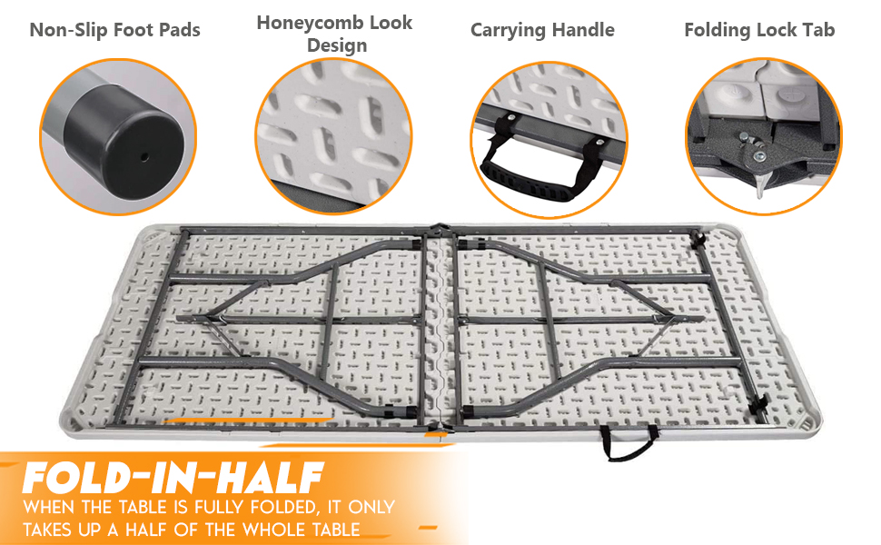 COLIBYOU 6' Folding Table Portable Plastic Indoor Outdoor