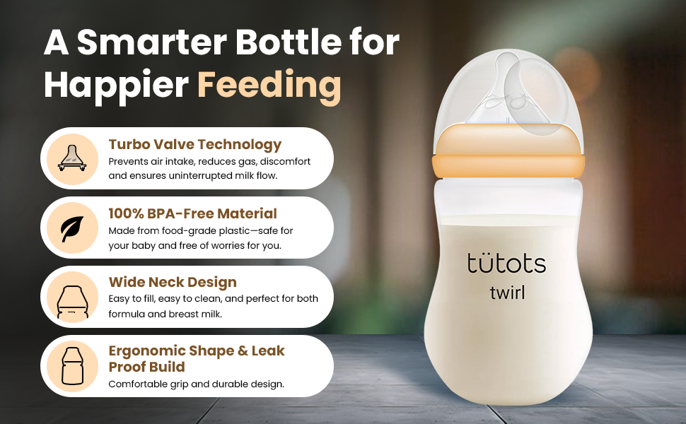 Turbo Valve Tech BPA Free Wide Neck Feeding Bottle Bunny Design Ergonomic Feeding Bottle