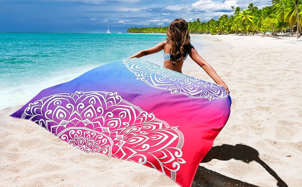WIWIGO Beach Blanket Sandproof Extra Large Beach Mat Adults