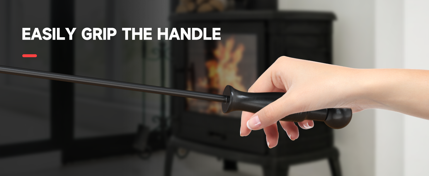 Aokia 5 Pieces Fireplace Tools Set Black Wrought Iron Fire