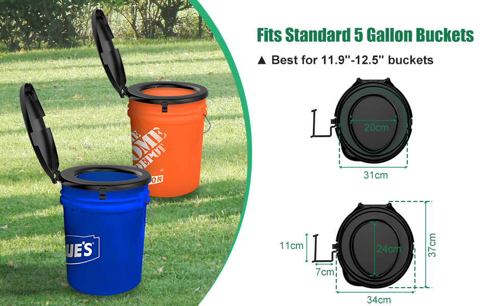 Portable Toilet Seat for 5 Gal Buckets, Camping Toilet Seat with Lid