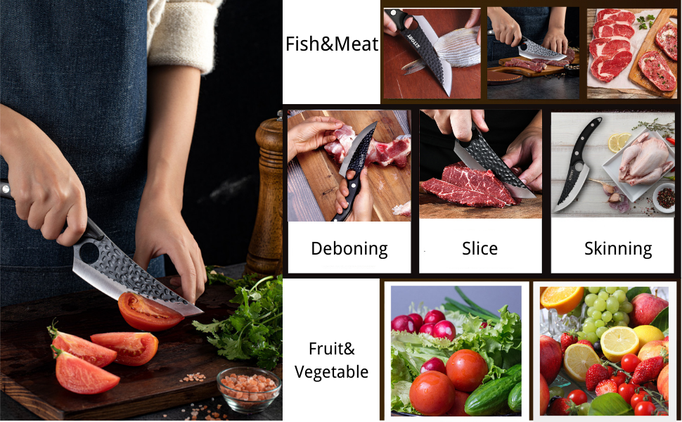 KITORY Boning Knife Butcher Meat Cleaver Hand Fishing Fillet