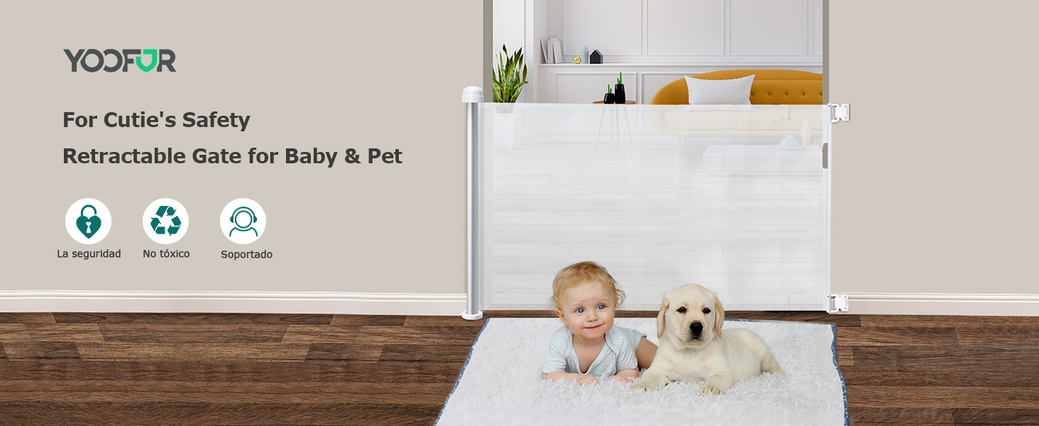 YOOFOR Retractable Baby Gate, Extra Wide Safety Kids or