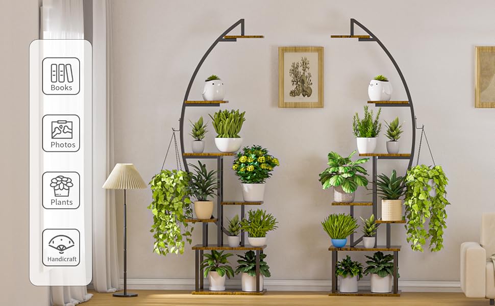 BACEKOLL Tall Plant Stand Indoor with Grow Light, 7 Tiered