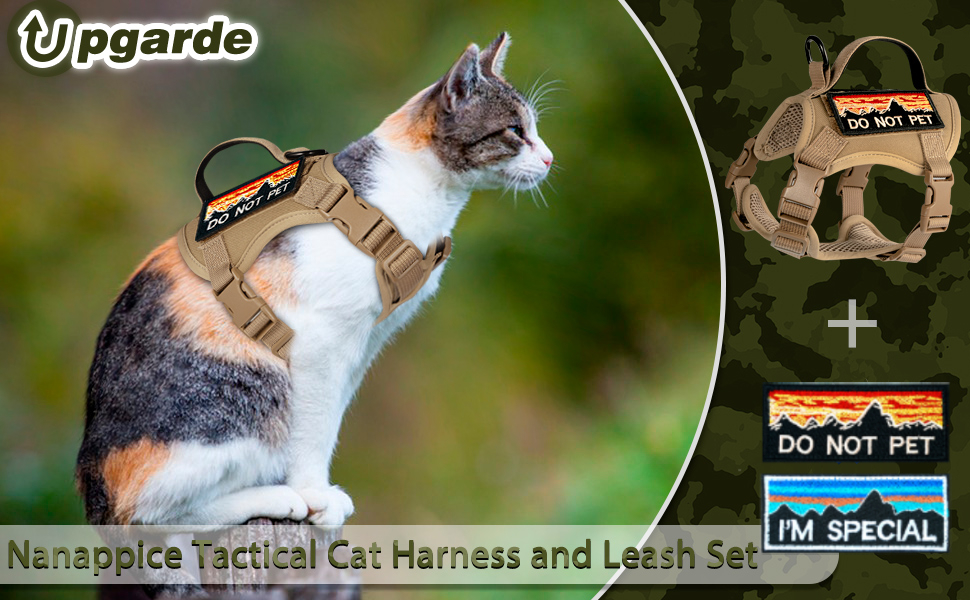 Pet Supplies nanappice Tactical Cat Harness for Walking, Adjustable