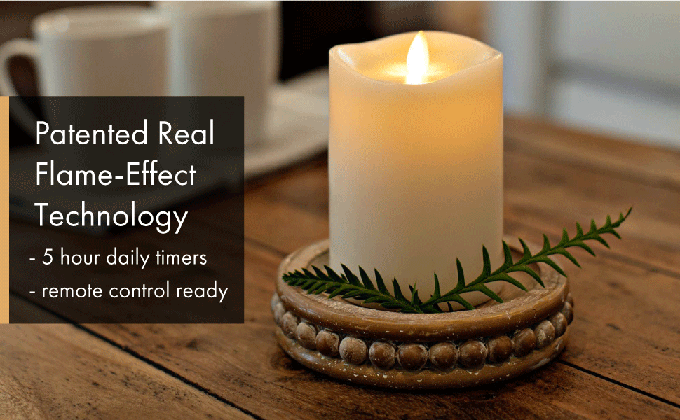 Luminara Realistic Artificial Moving Flame Pillar Candle Moving Flame LED Battery