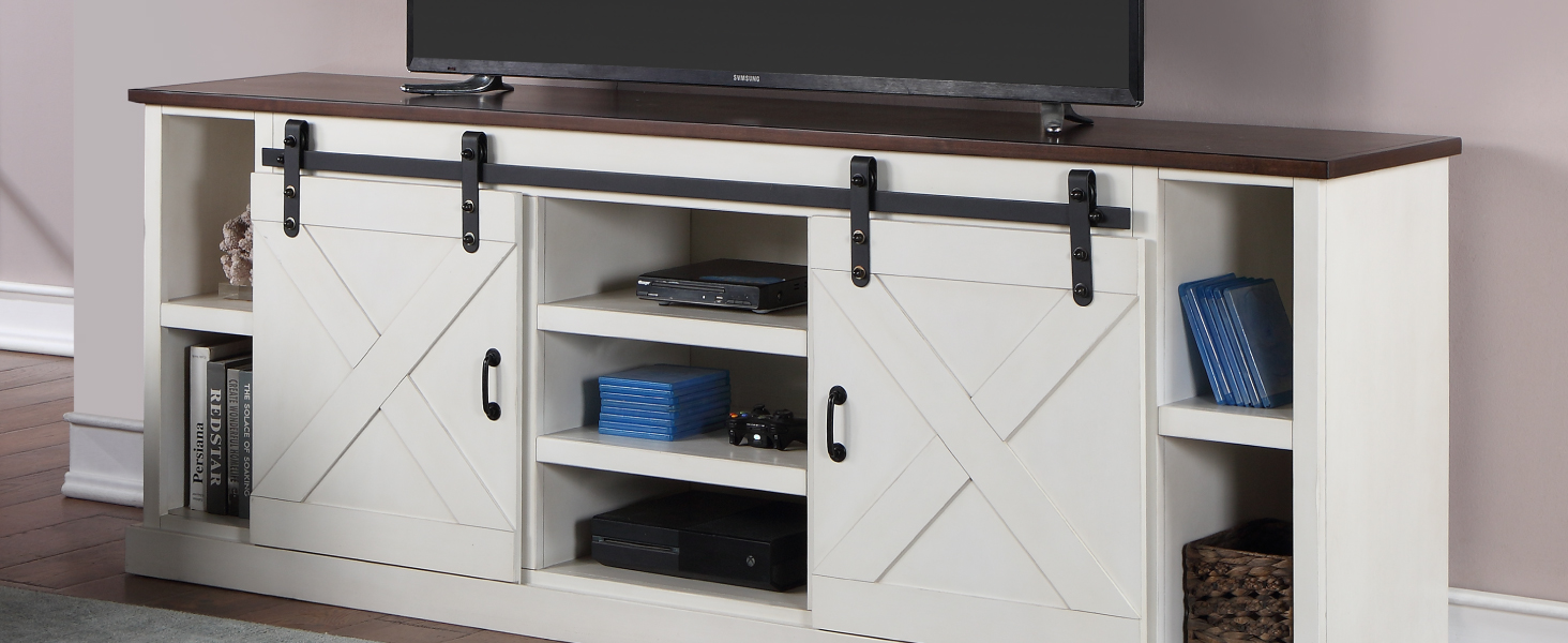 Bridgevine Home Rustic Farmhouse TV Stand Entertainment Center, 85 Inches