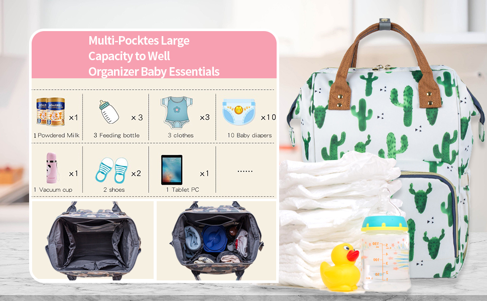 multi pockets large capacity nappy travel bag for parents