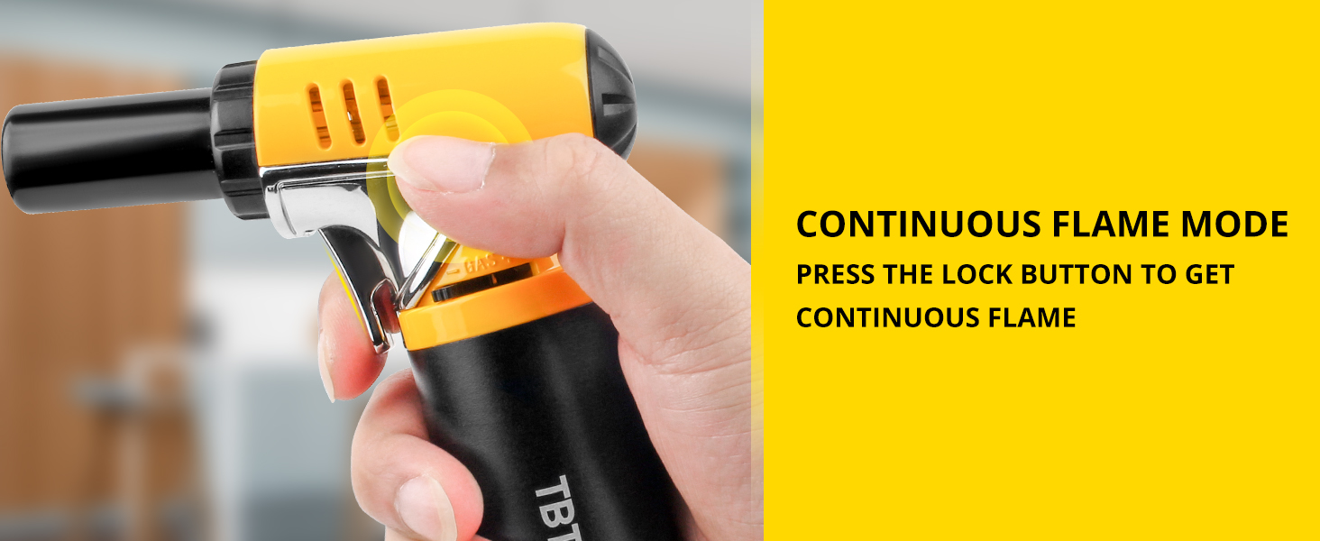 TBTEEK Kitchen Torch, OneHand Operation Butane Torch Lighter with Gas Gauge, Adjustable Flame