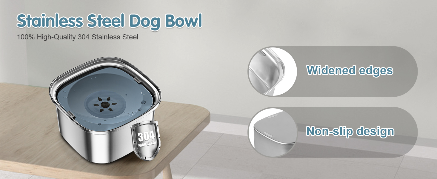 UPSKY 3L Dog Water Bowl 101oz Stainless Steel Dog Bowl No