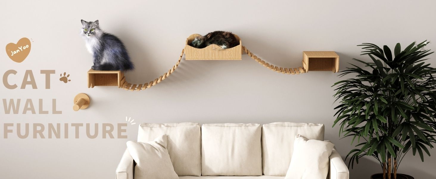 JanYoo Cat Hammock for Wall Furniture,Cat Climbing Shelves Cat Wall