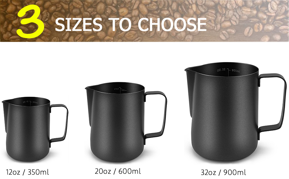 CAMKYDE Stainless Steel Milk Frothing Pitcher 12 oz